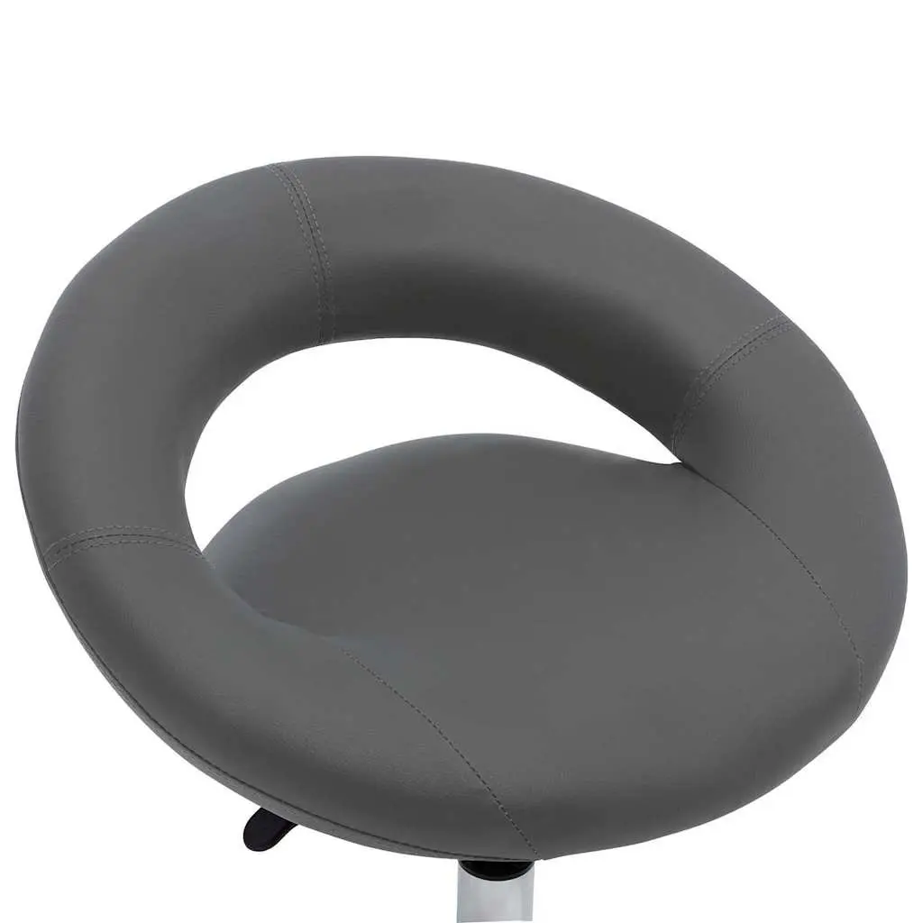Faux Leather Swivel Chair Grey Height Adjustable 360 Degree Rotating