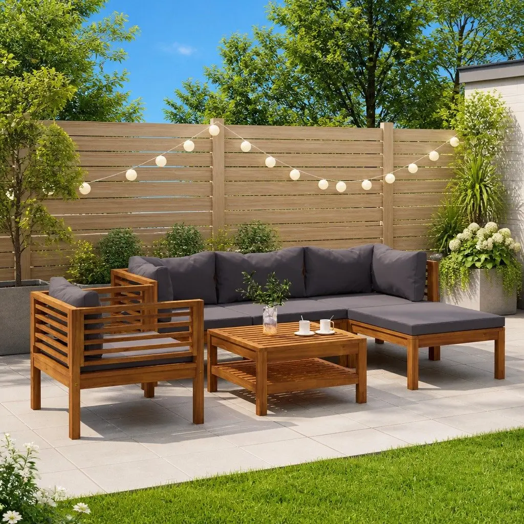 Garden Lounge Set 6 Piece Outdoor Furniture Patio Sofa Grey with Cushions