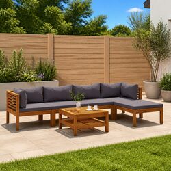 Garden Lounge Set 7 Piece Outdoor Furniture Modular Sofa Coffee Table Grey