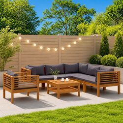 Garden Lounge Set 7 Piece Outdoor Furniture Solid Acacia Wood with Cushions