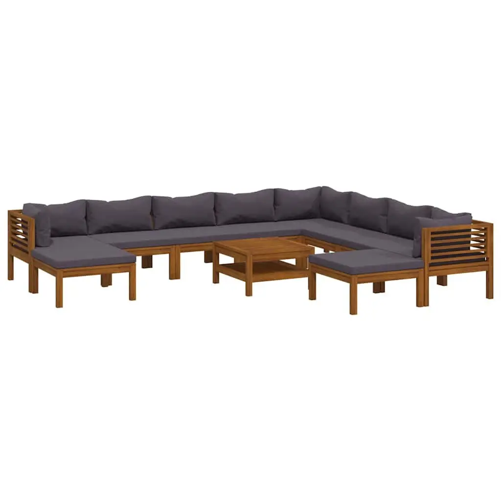 Garden Lounge Set 11 Piece Outdoor Furniture with Cushions Coffee Table Modular