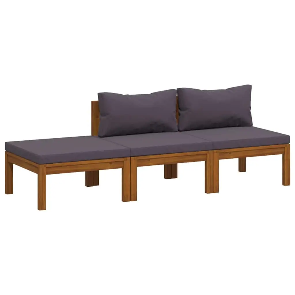 3 Piece Garden Lounge Set Solid Acacia Wood Frame with Thickly Padded Cushions and Slatted Coffee Table