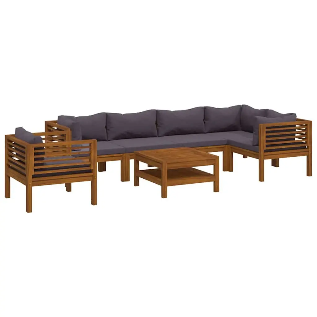 7 Piece Outdoor Lounge Set Modular Acacia Wood Frame with Cushions