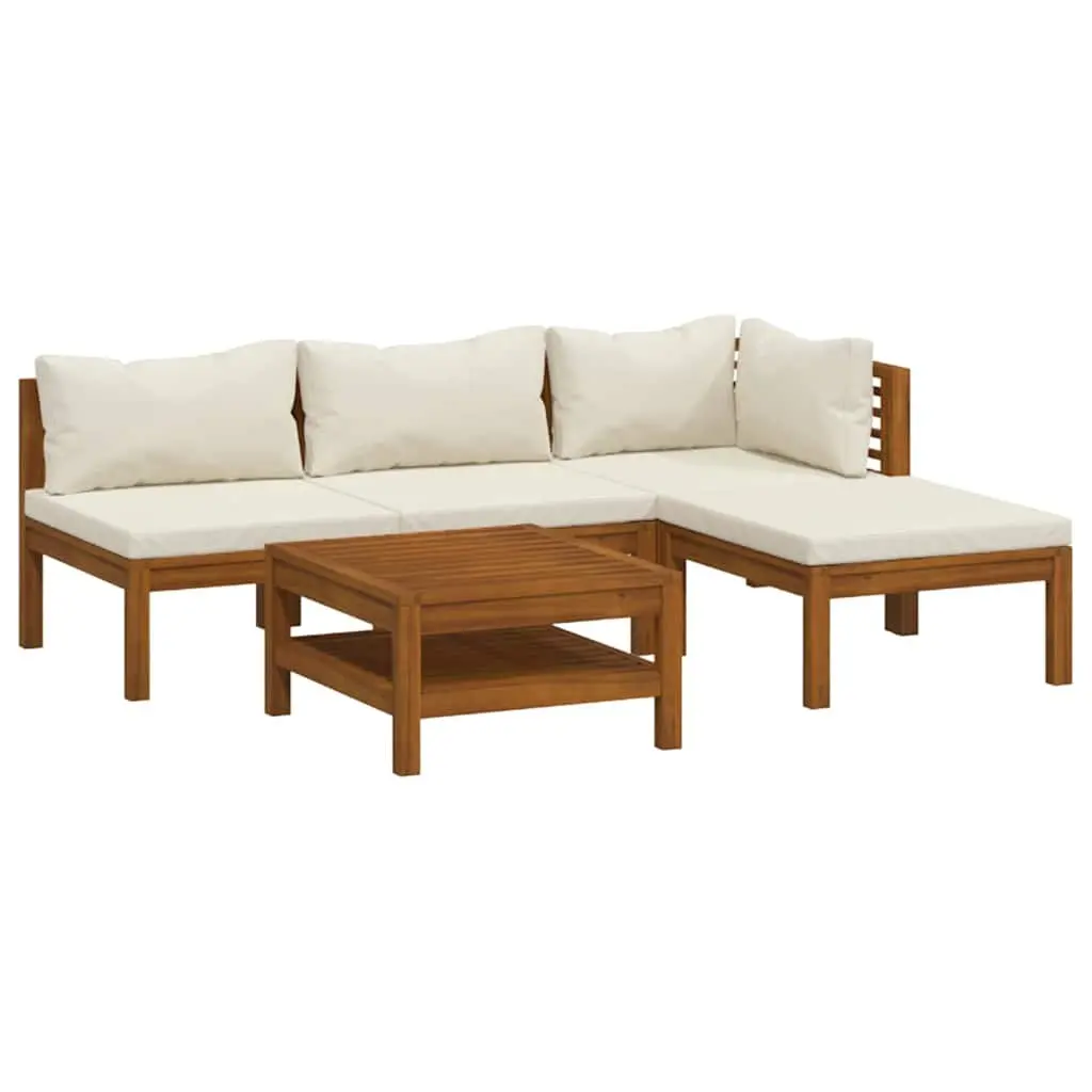 Garden Lounge Set 5 Piece Outdoor Furniture Acacia Wood Sofa with Coffee Table