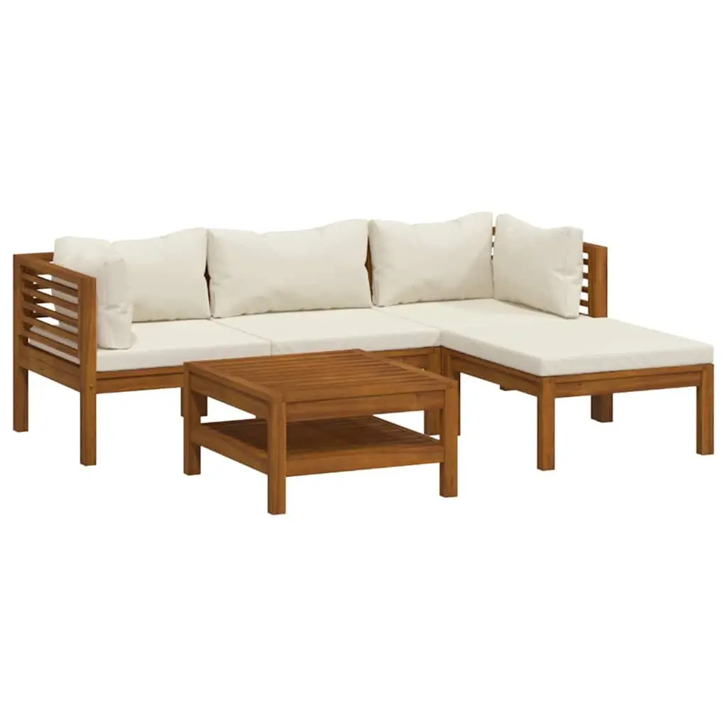 Garden Lounge Set 5 Piece Modular Outdoor Furniture Acacia Wood Patio Seating