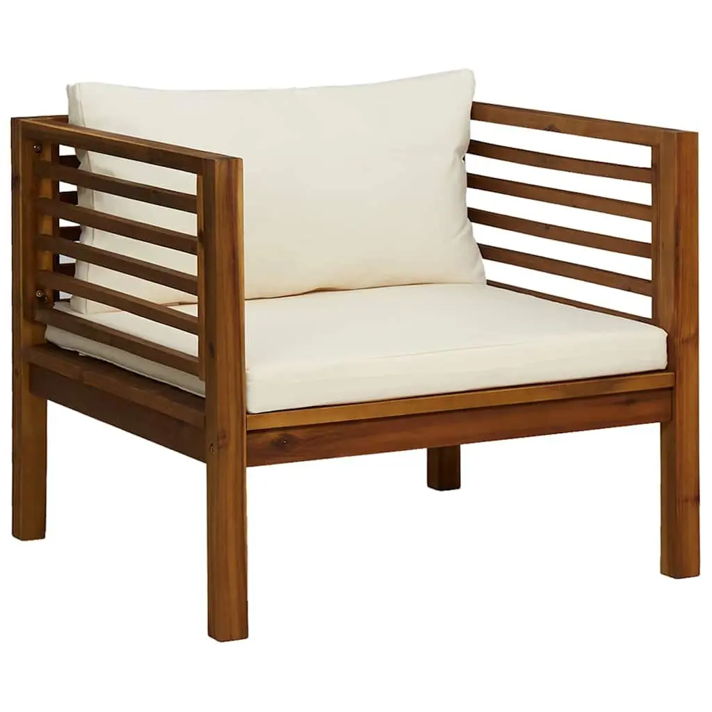 Garden Lounge Set Modular Acacia Wood 6 Piece Outdoor Furniture with Removable Cushions and Coffee Table