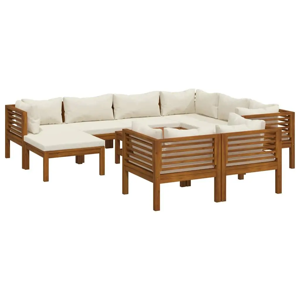 Garden Lounge Set 10 Piece Outdoor Furniture Acacia Wood Modular Sofa with