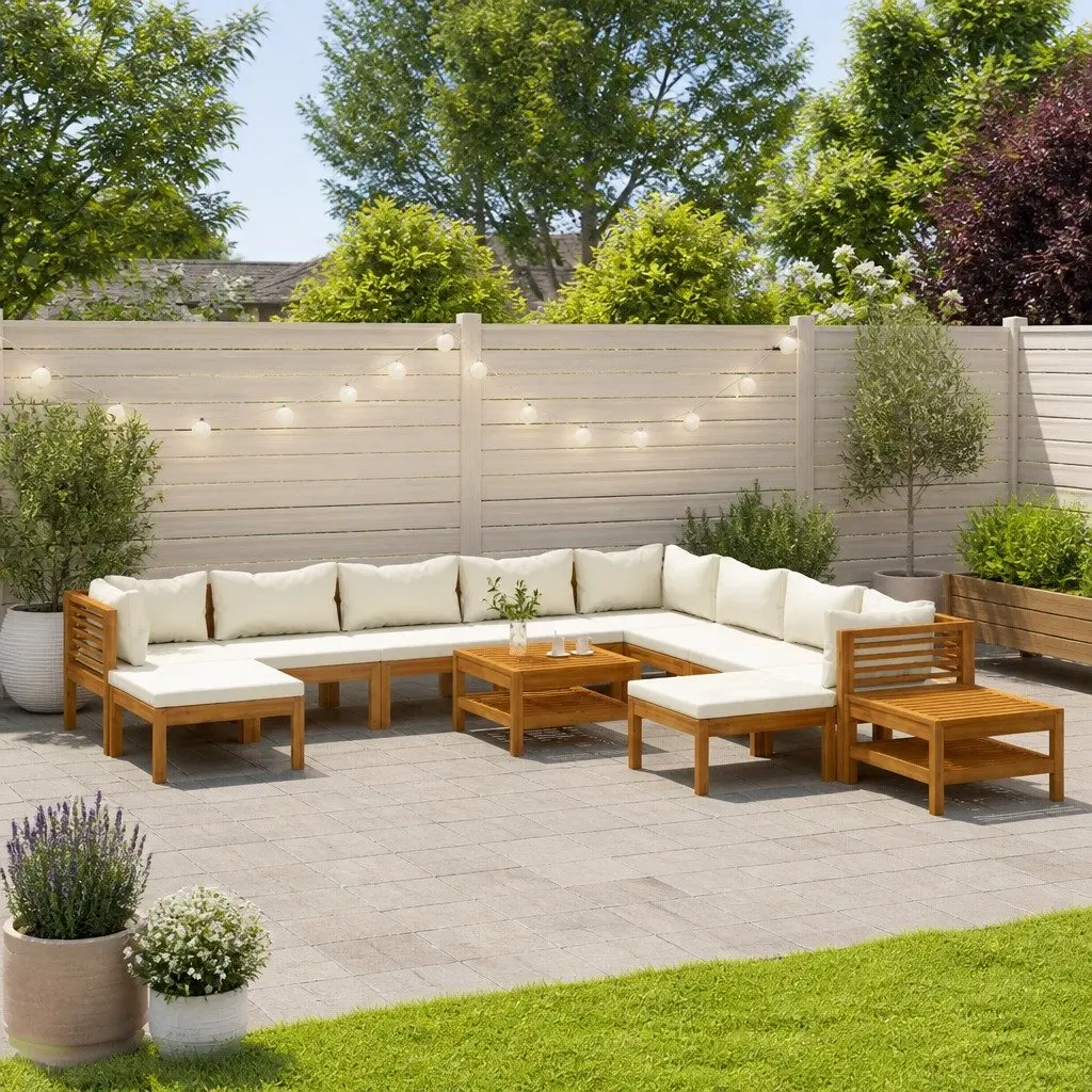 Garden Lounge Set Modular Acacia Wood 12 Piece Outdoor Furniture