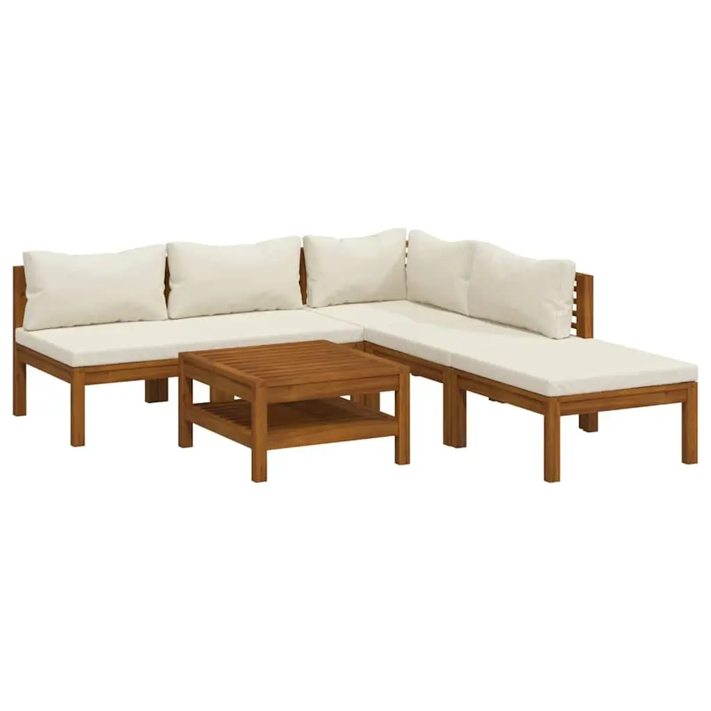 Garden Lounge Set Modular Acacia Wood Frame 6 Piece Outdoor Furniture
