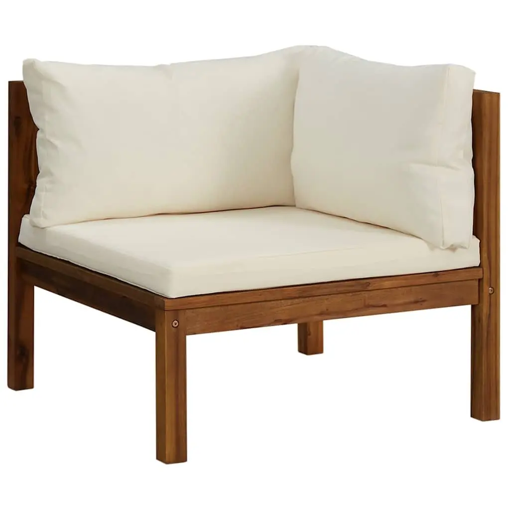 Garden Lounge Set Modular Acacia Wood 8 Piece Cream Cushion Outdoor Furniture