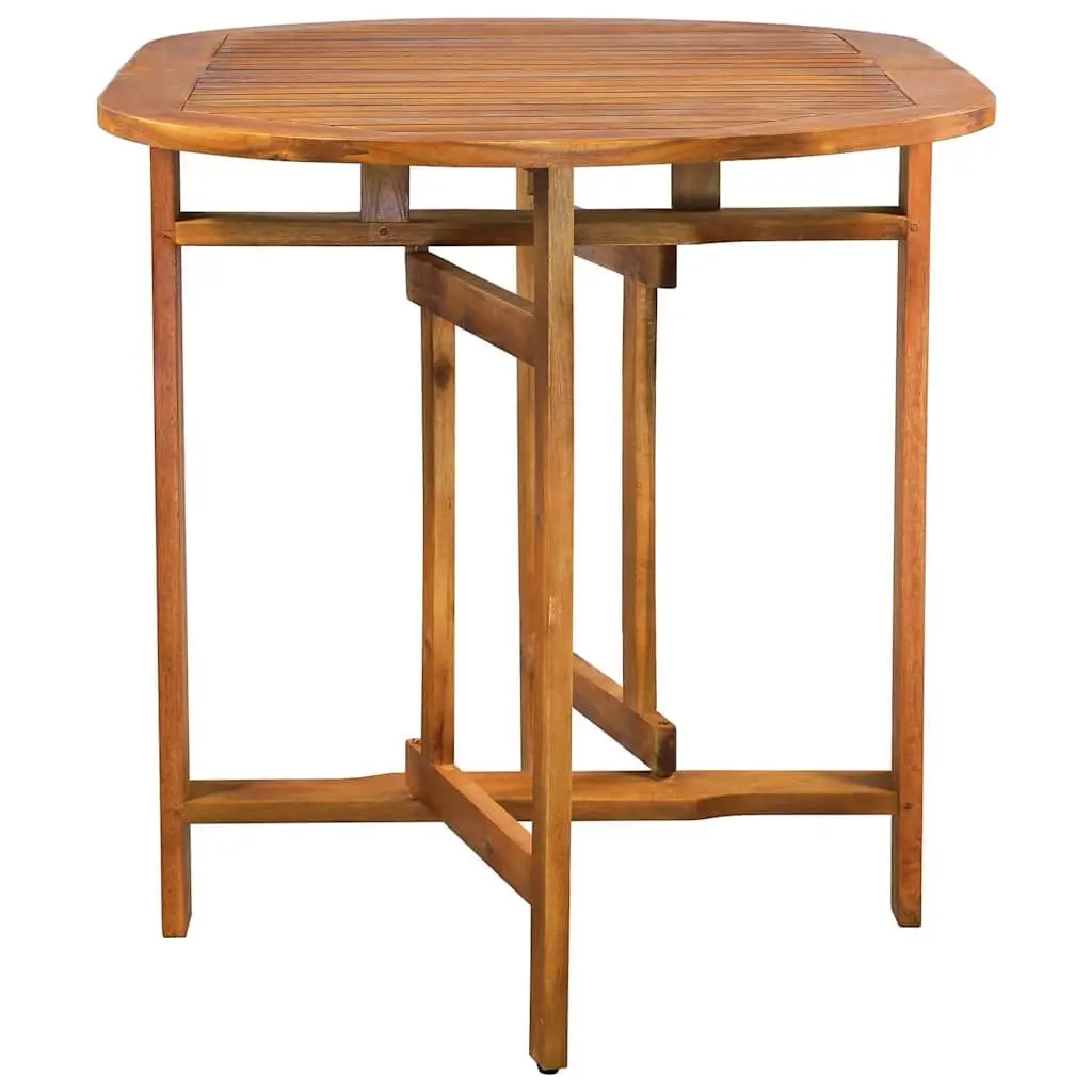 5 Piece Patio Dining Set Foldable Brown Wood Outdoor Furniture Acacia