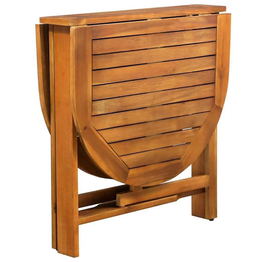 5 Piece Patio Dining Set Foldable Brown Wood Outdoor Furniture Acacia