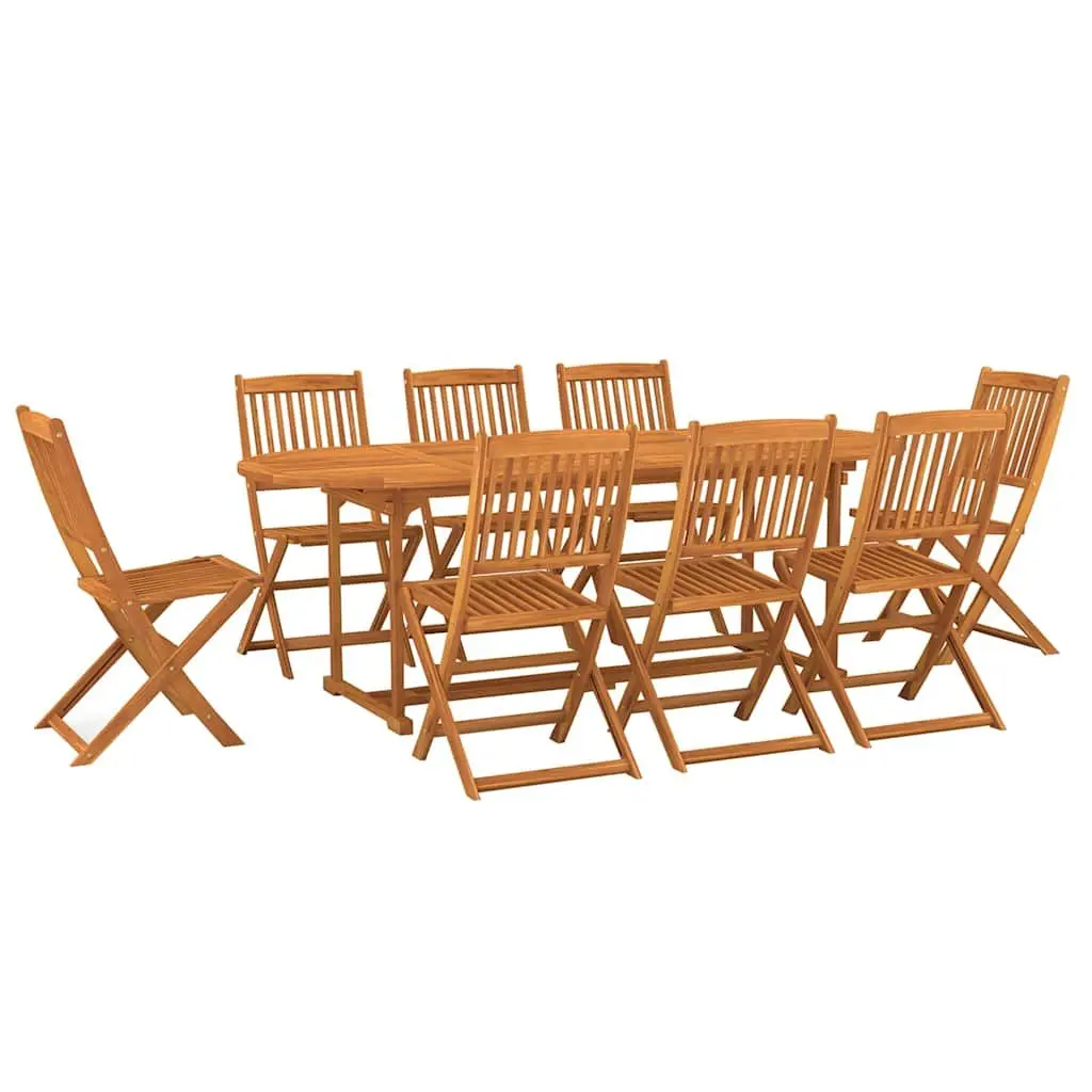 9 Piece Outdoor Dining Set Brown Wood Table and Chairs