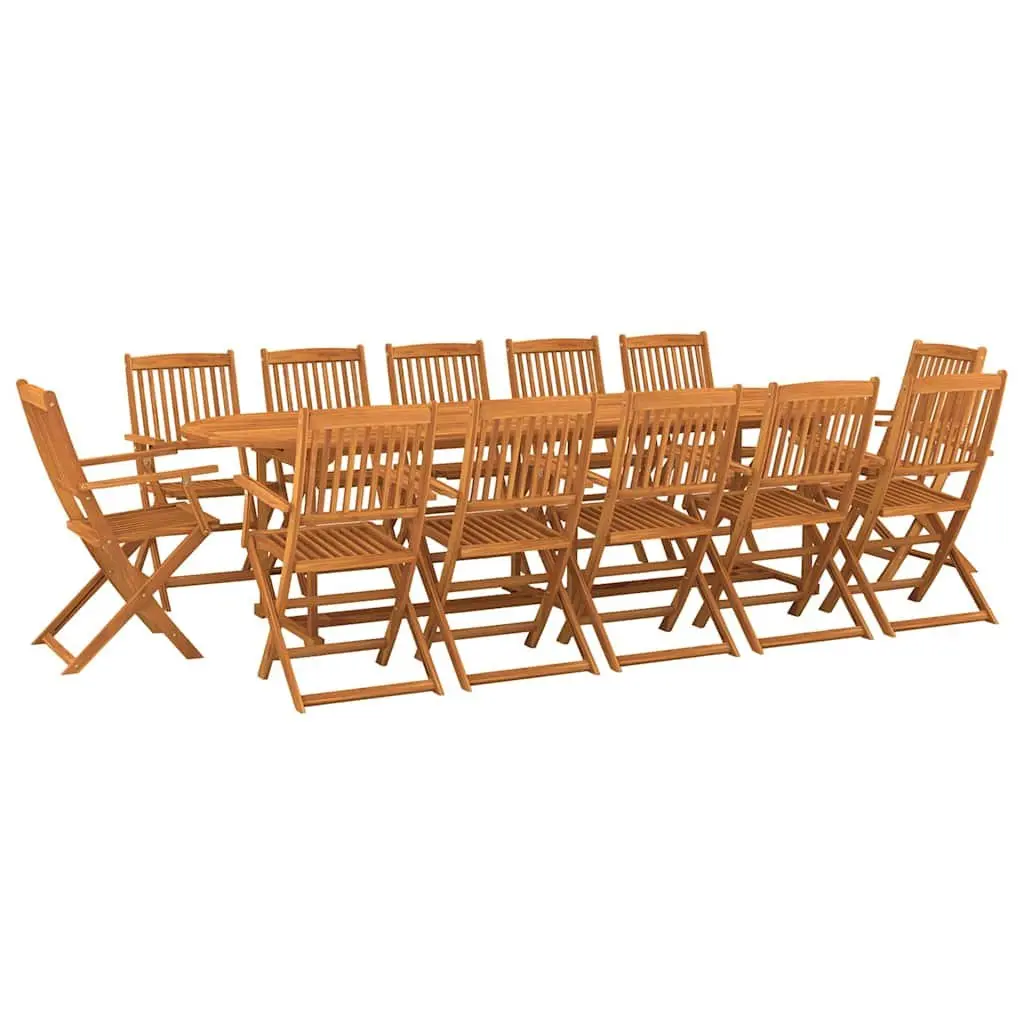 Outdoor Garden Dining Set 13 Piece Solid Wood Acacia Brown Patio Furniture