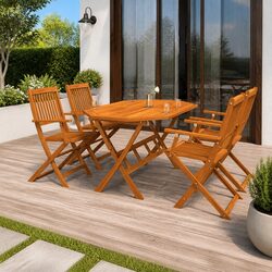 Your Ideal 5 Piece Garden Dining Set in Brown Wood
