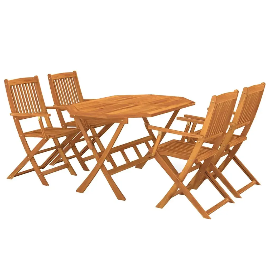 5 Piece Garden Dining Set in Brown Wood