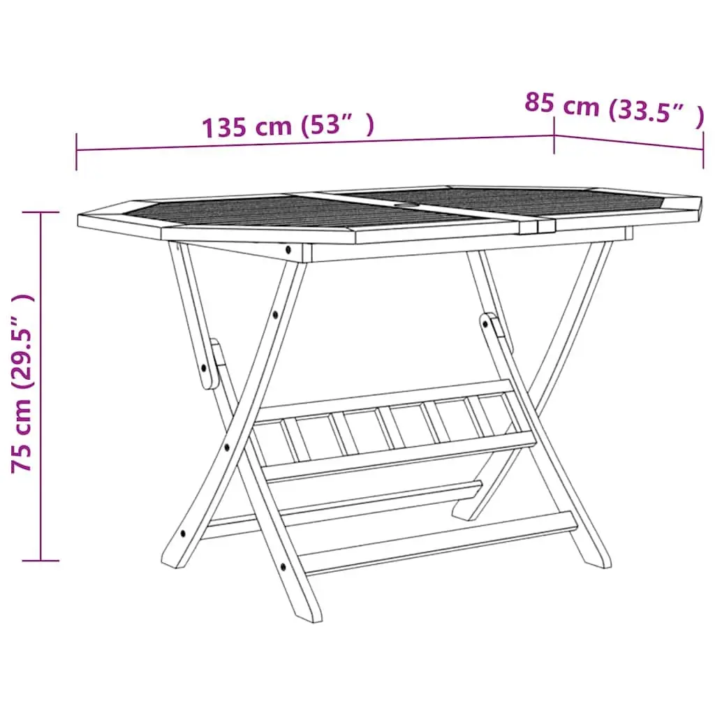 Outdoor Patio Dining Set 7 Piece Solid Acacia Wood Brown Foldable Weather Resistant Table Chairs