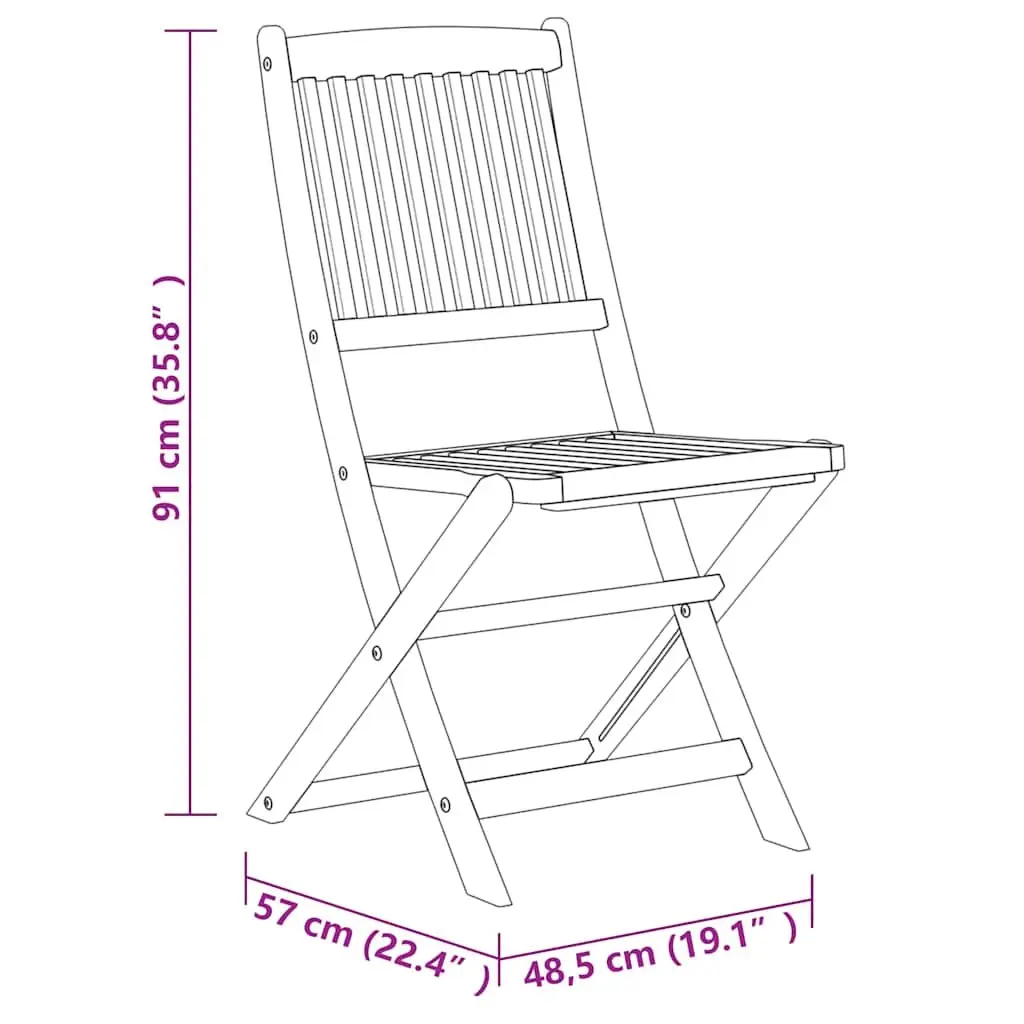 Outdoor Patio Dining Set 7 Piece Solid Acacia Wood Brown Foldable Weather Resistant Table Chairs