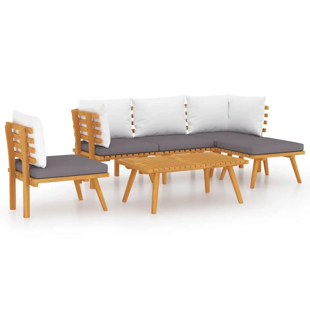 Garden Lounge Set Solid Wood 6 Piece Outdoor Furniture with Cushions
