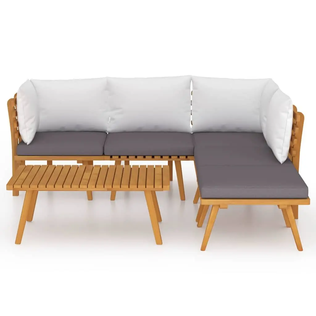 Garden Lounge Set Acacia Wood 6 Piece Outdoor Patio Furniture with Cushions