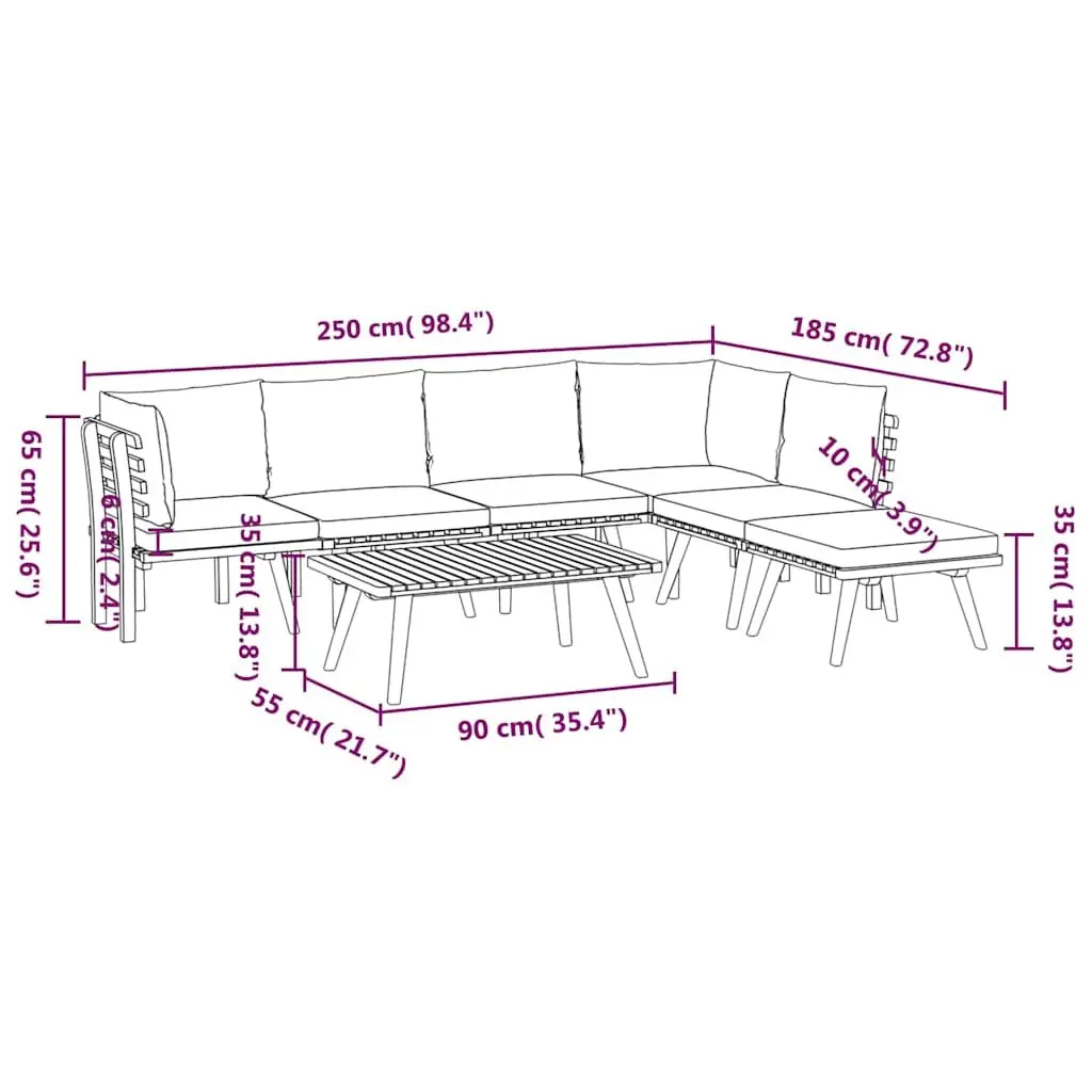 7 Piece Garden Lounge Set Solid Acacia Wood Weather-Resistant Outdoor Patio with Cushions
