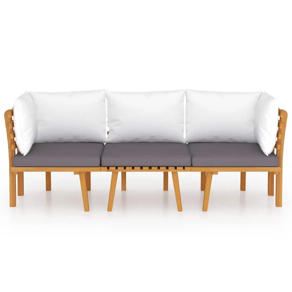 3 Piece Garden Lounge Set Solid Wood Acacia Weather-Resistant with Thickly-Padded Cushions
