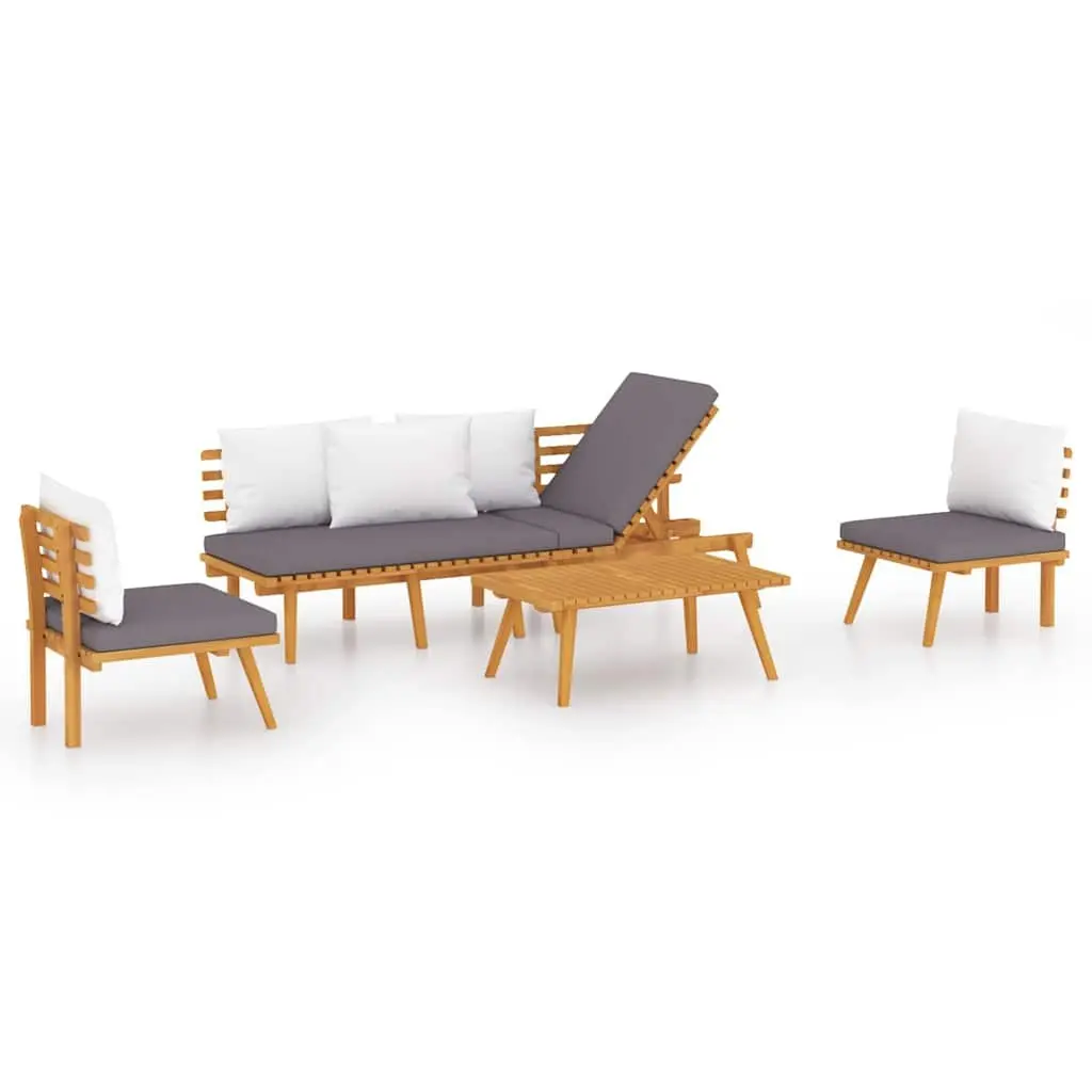 4 Piece Garden Lounge Set Solid Acacia Wood Outdoor Patio Furniture with