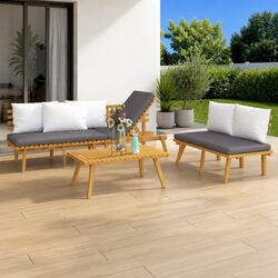 3 Piece Lounge Set in Solid Acacia Wood for Outdoors