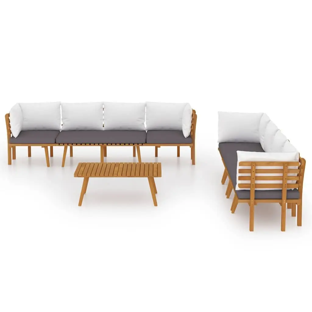 Outdoor Lounge Set Solid Acacia Wood 8 Piece Brown Weather-Resistant Patio Furniture
