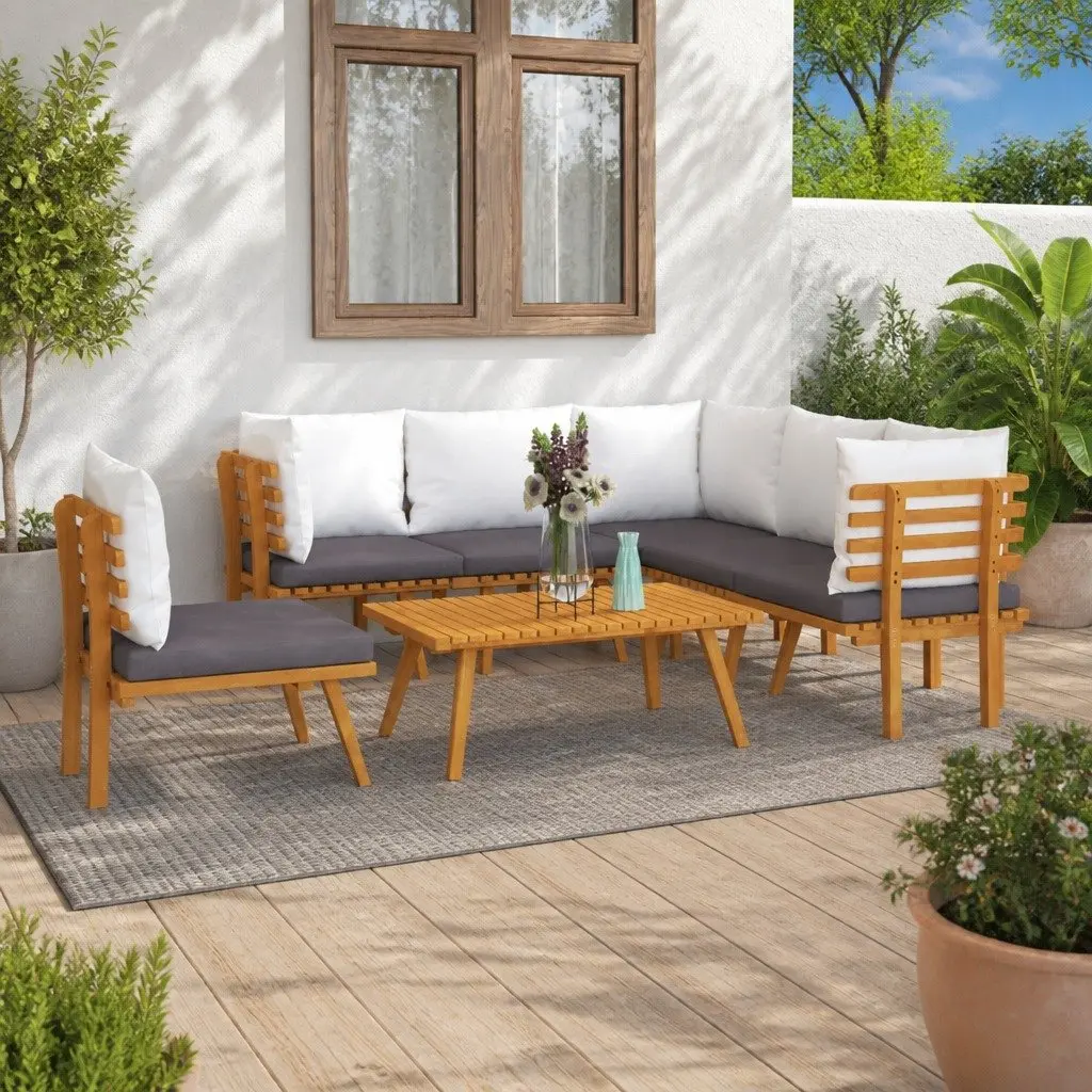 7 Piece Garden Lounge Set Solid Acacia Wood with Cushions Outdoor Patio