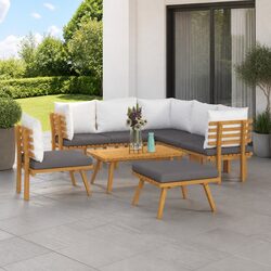 Garden Lounge Set 8 Piece Outdoor Furniture Acacia Wood Patio with Cushions