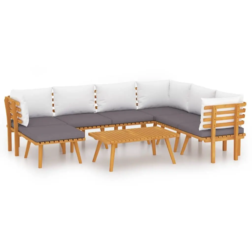 8 Piece Garden Lounge Set Solid Acacia Wood Outdoor Furniture with Cushions