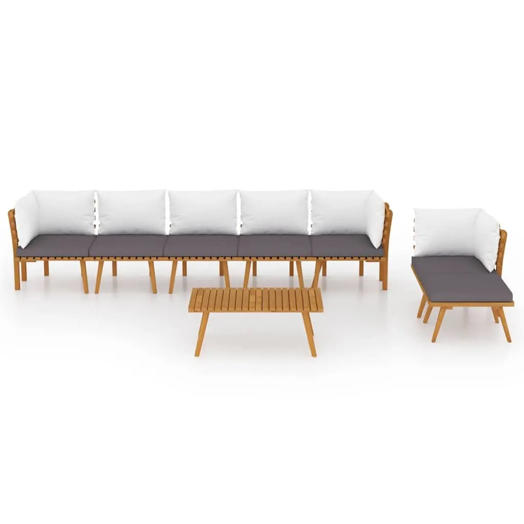 8 Piece Garden Lounge Set Solid Acacia Wood Outdoor Furniture with Cushions