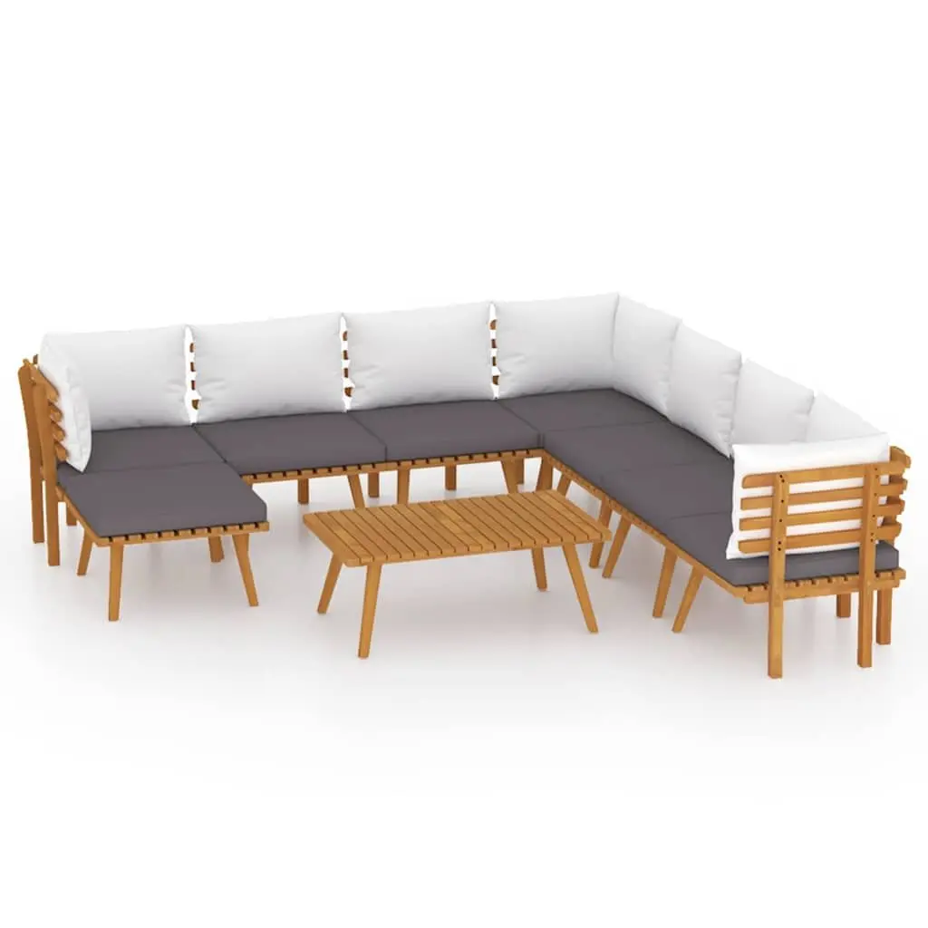 9 Piece Garden Lounge Set Solid Wood Acacia Brown