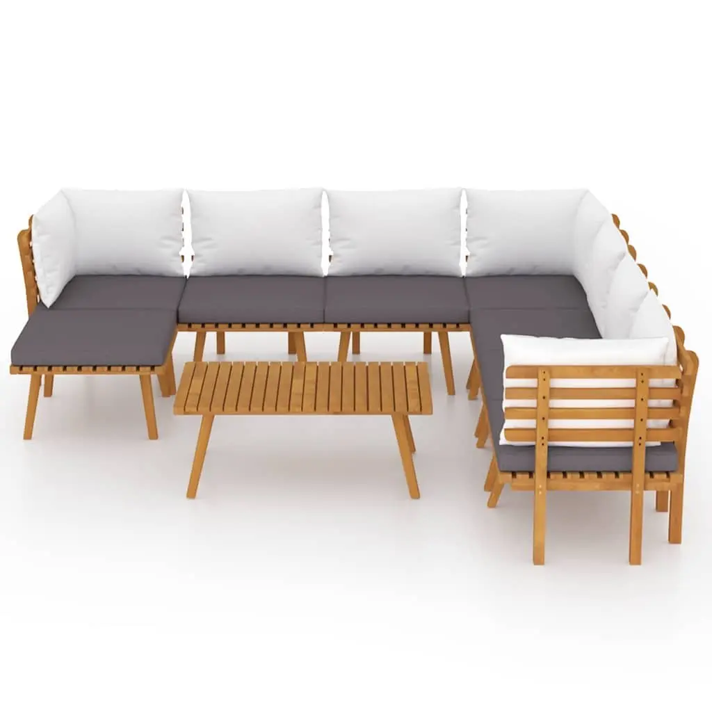 9 Piece Garden Lounge Set Solid Wood Acacia Brown