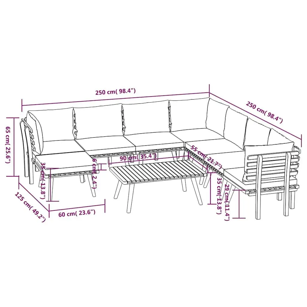 9 Piece Garden Lounge Set Solid Wood Acacia Brown