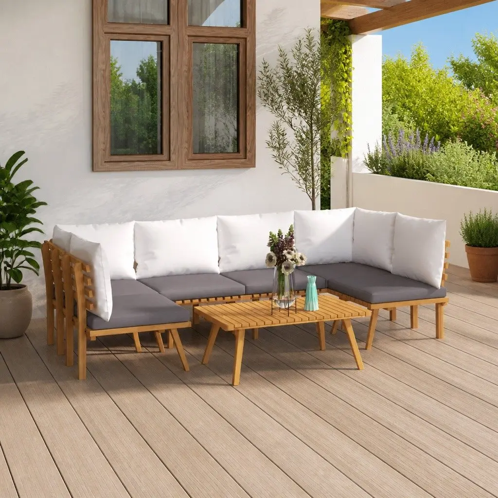 7 Piece Garden Lounge Set Solid Wood Acacia with Cushions