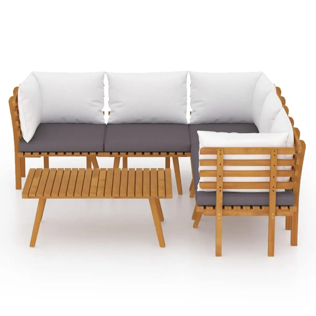 Garden Lounge Set 6 Piece Solid Wood Outdoor Patio Furniture with Cushions Brown