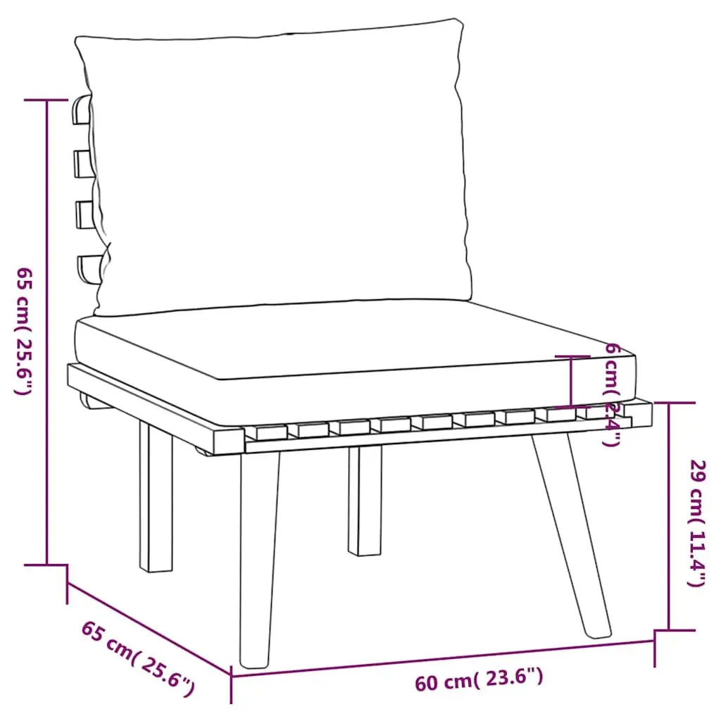 Garden Lounge Set 6 Piece Solid Wood Outdoor Patio Furniture with Cushions Brown