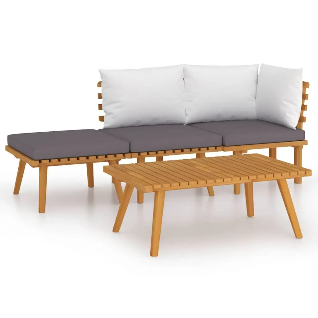 Garden Lounge Set 4 Piece Outdoor Furniture Brown Solid Wood Slatted Patio