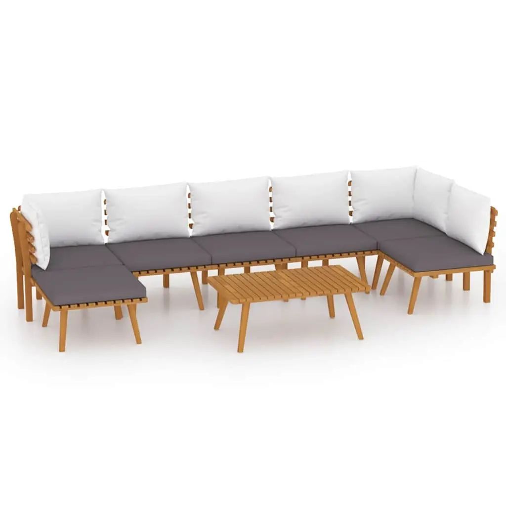 Garden Lounge Set 8 Piece Solid Wood Acacia Weather-Resistant with Thickly-Padded Cushions