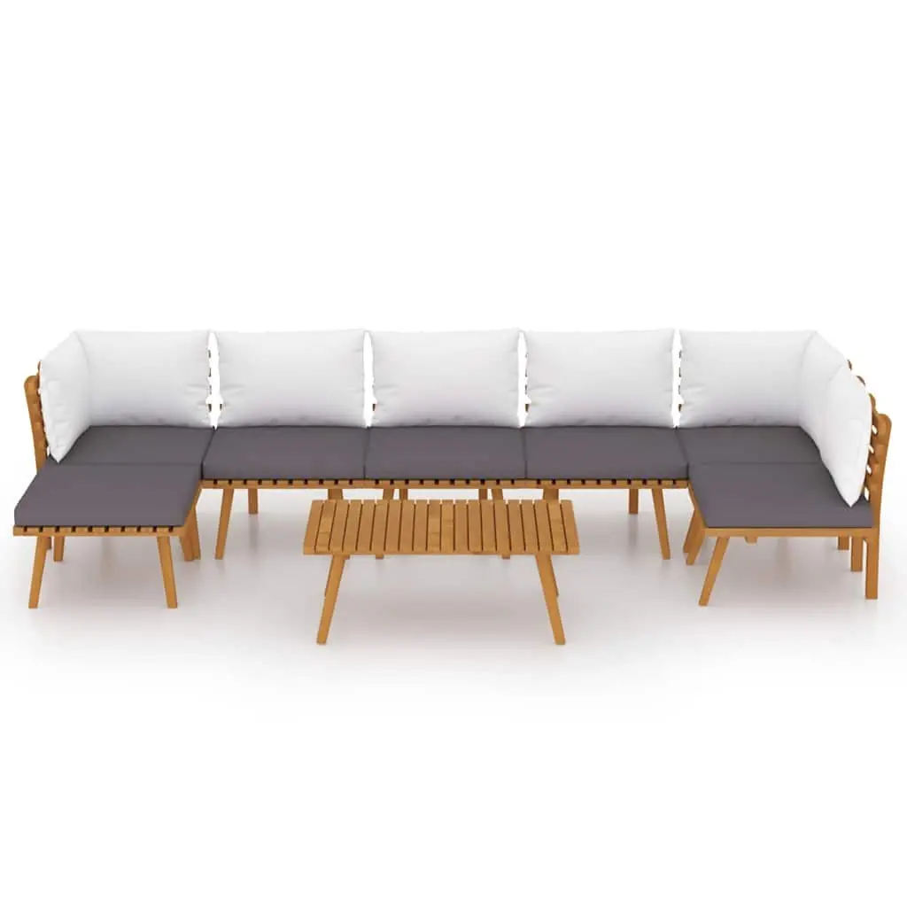 Garden Lounge Set 8 Piece Solid Wood Acacia Weather-Resistant with Thickly-Padded Cushions