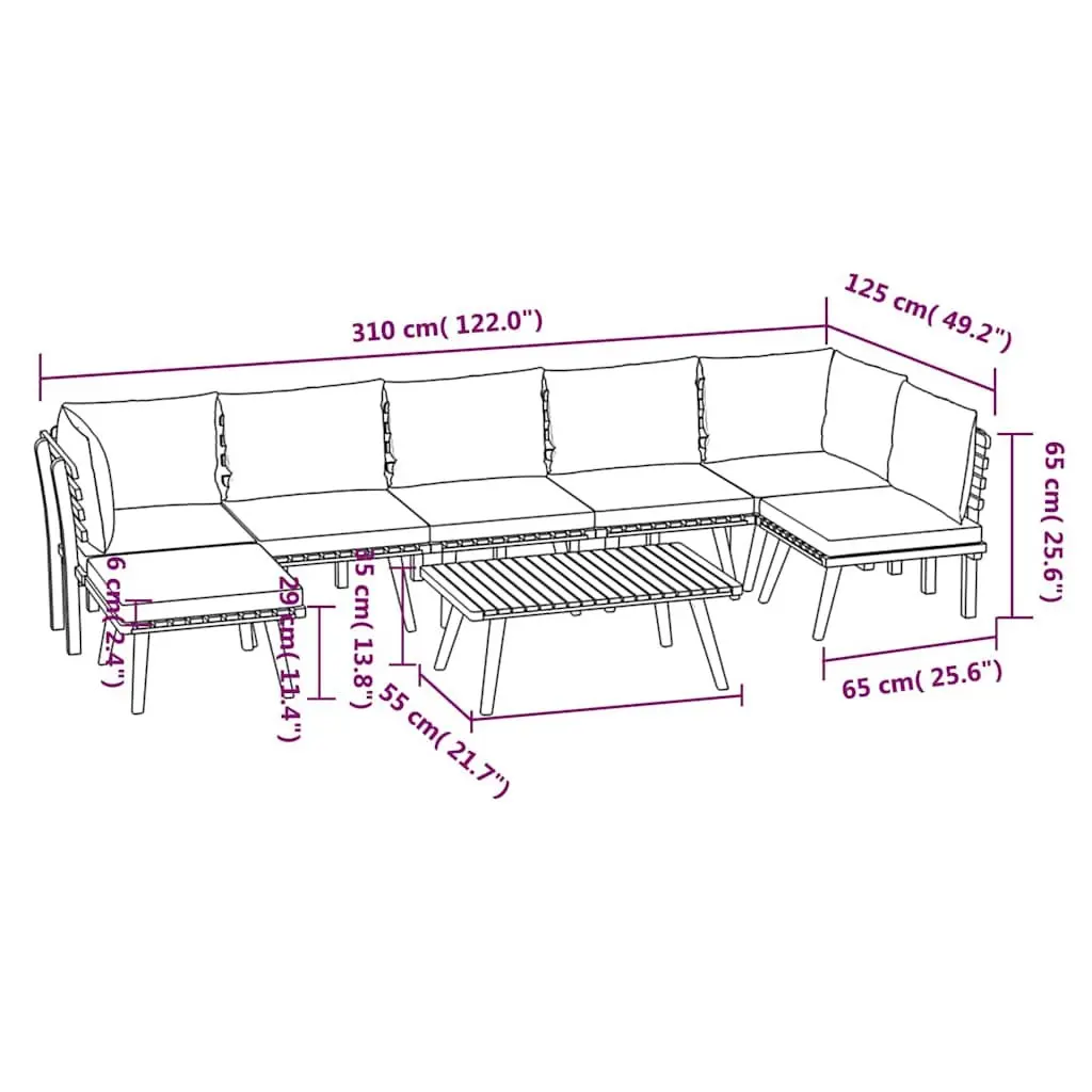 Garden Lounge Set 8 Piece Solid Wood Acacia Weather-Resistant with Thickly-Padded Cushions