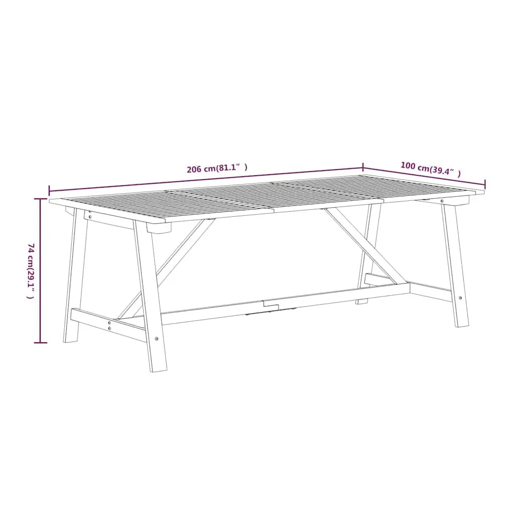 Outdoor Garden Dining Set Solid Acacia Wood 7 Piece Brown