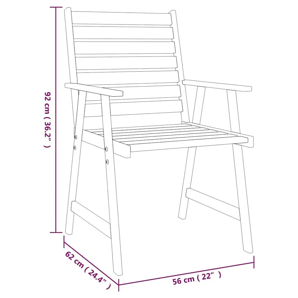 Garden Dining Set Brown Acacia Wood 5 Piece Outdoor Patio Table Chairs