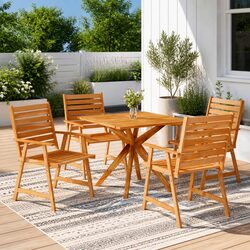 You’ll Love This 5 Piece Solid Acacia Dining Set