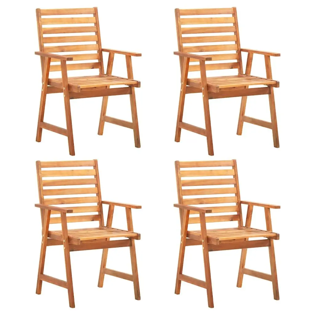 5 Piece Outdoor Patio Furniture Dining Set Solid Acacia Wood Brown