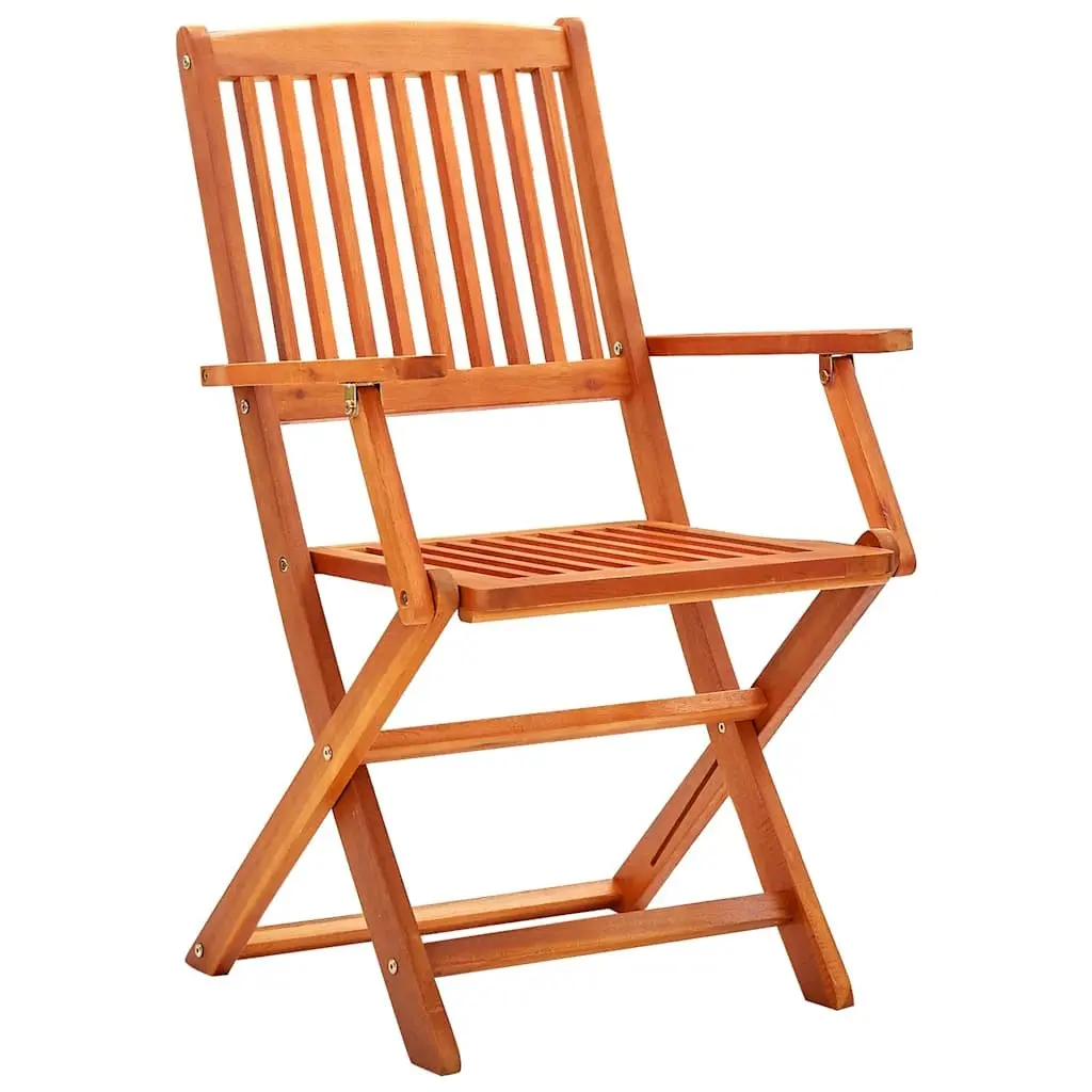 Outdoor Dining Set Folding Eucalyptus Wood 9 Piece Brown