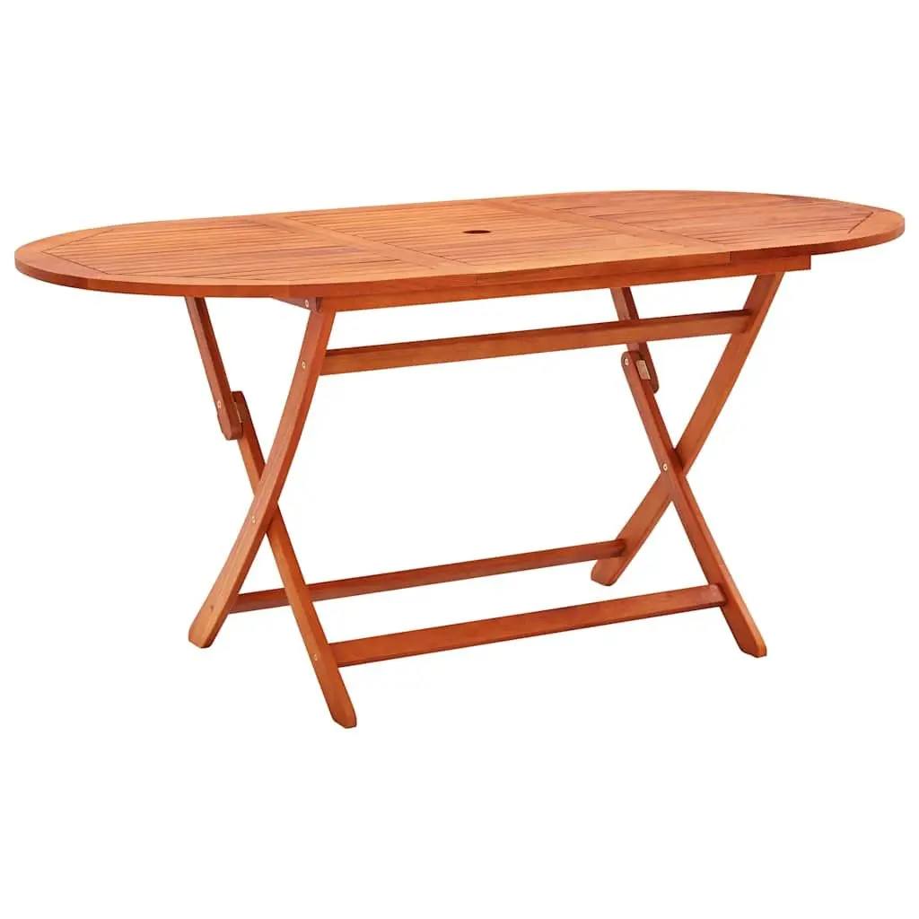 Outdoor Dining Set Folding Eucalyptus Wood 9 Piece Brown
