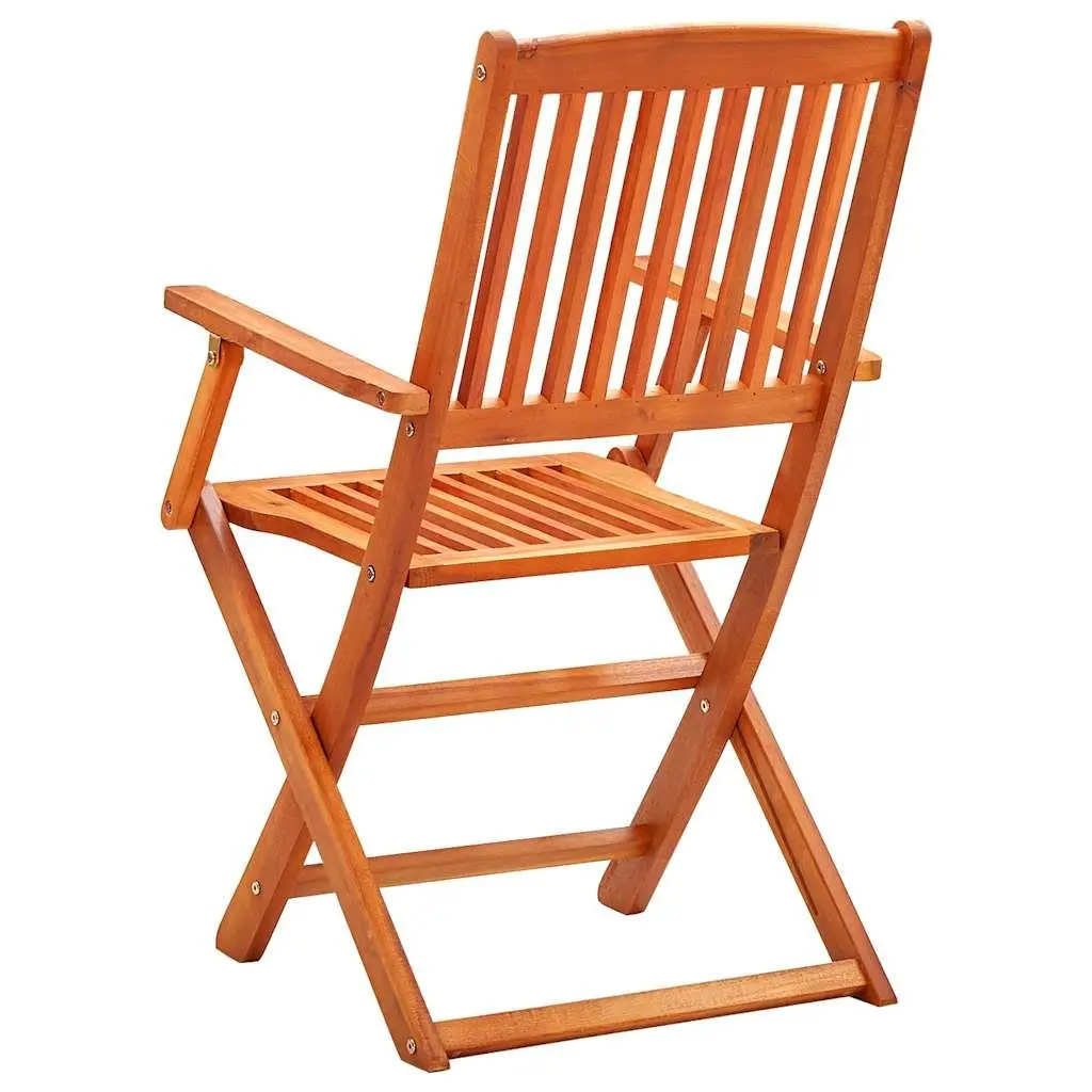 Outdoor Dining Set Folding Eucalyptus Wood 9 Piece Brown